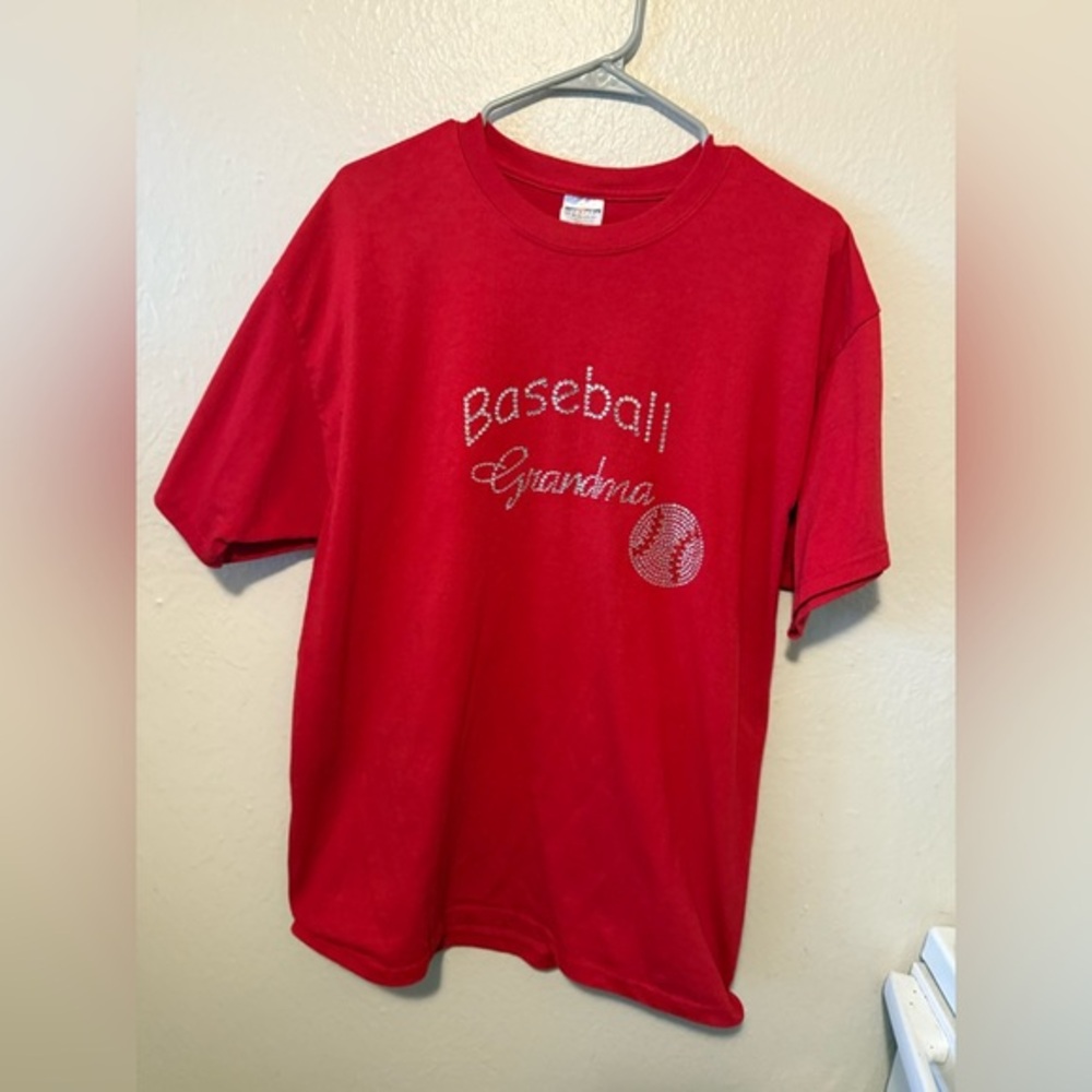Jerzees Rare Vintage Bedazzled Baseball Grandma T-Shirt